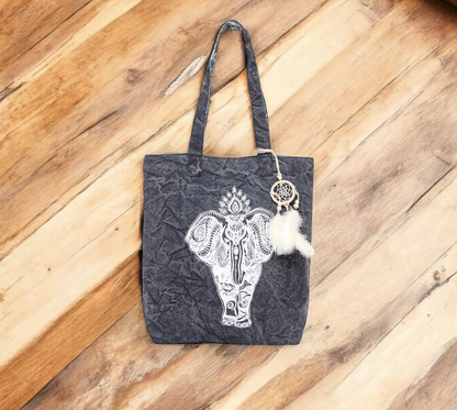 Cotton Canvas Tote Bag | Magnetic Closure & a Safety Pocket | Stylish Shoulder Bag for College & Daily Use | Digital Printed Design | With Tassel | For Women & Girls