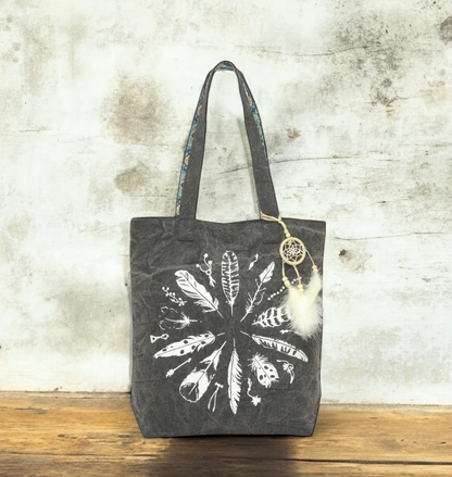 Cotton Canvas Tote Bag | Magnetic Closure & a Safety Pocket | Stylish Shoulder Bag for College & Daily Use | Digital Printed Design | With Tassel | For Women & Girls