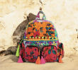 Ethnic Kantha Fabric Embellished Multi Backpack - HTBP 143